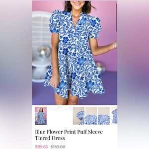 Floral Blue and White Dress
